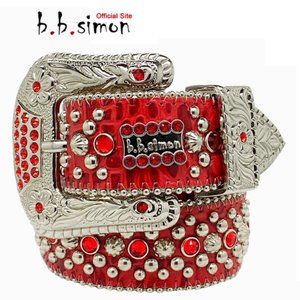 Trojan Red bejeweled b. b. simon Belt